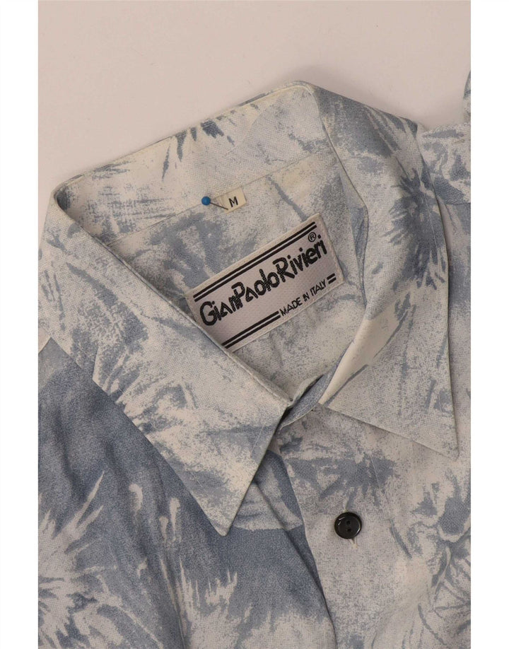 Vintage kortærmet herreskjorte Medium Blue Tie Dye