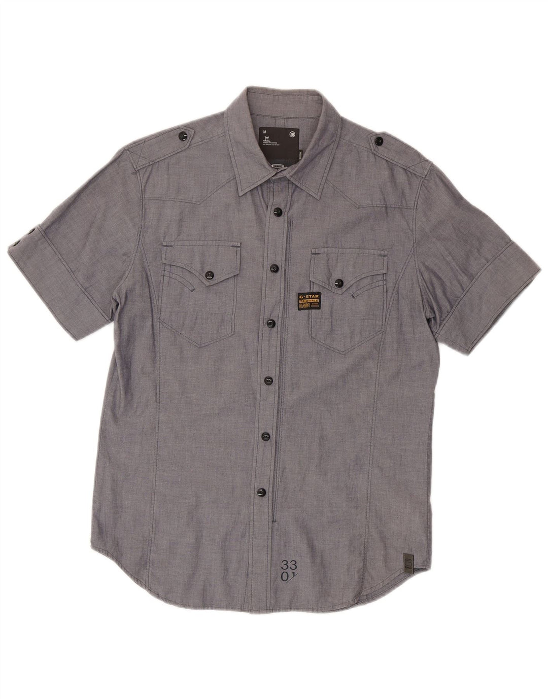 G-Star Mens Short Sleeve Military Shirt Medium Grey Cotton