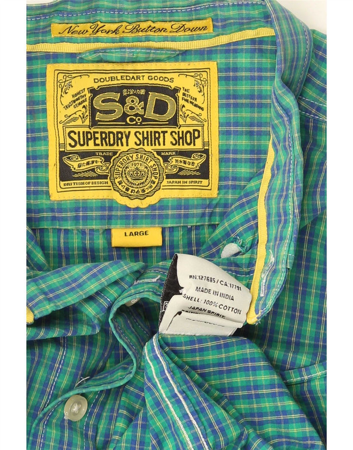 Superdry herreskjorte stor blå ternet bomuld