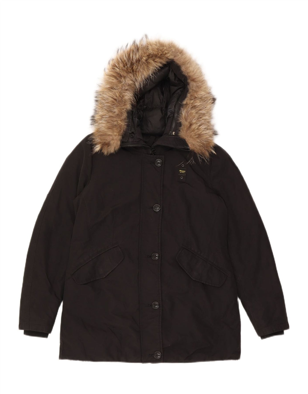 Blauer Womens Hooded Oversized Padded Jacket UK 10 Small Black Cotton