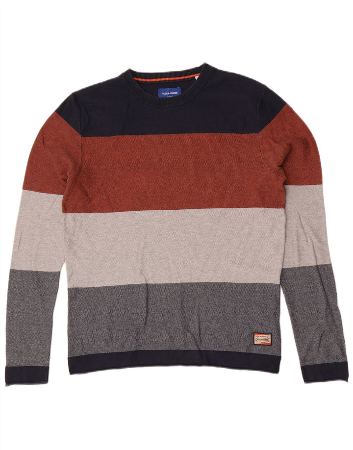 Jack & Jones Mens Top Long Sleeve Medium Multicoloured Striped Cotton