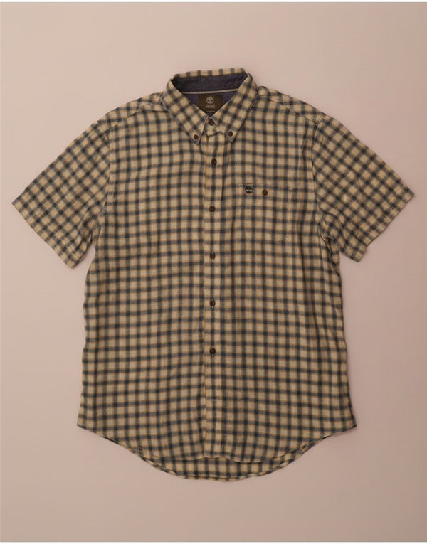 Timberland Mens Earthkeepers Short Sleeve Shirt Small Yellow Check