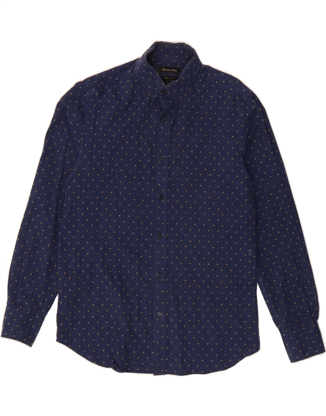 MASSIMO DUTTI Mens Shirt Medium Navy Blue Spotted Cotton Vintage Massimo Dutti and Second-Hand Massimo Dutti from Messina Hembry 