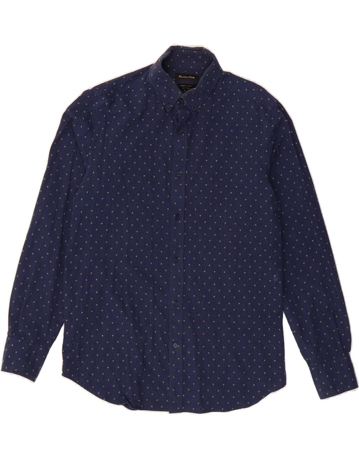 MASSIMO DUTTI Mens Shirt Medium Navy Blue Spotted Cotton Vintage Massimo Dutti and Second-Hand Massimo Dutti from Messina Hembry 