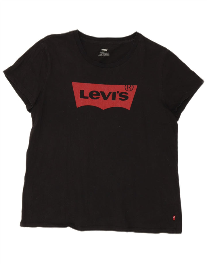 Levi's Womens Oversized Graphic T-Shirt Top UK 14 Medium Black Cotton