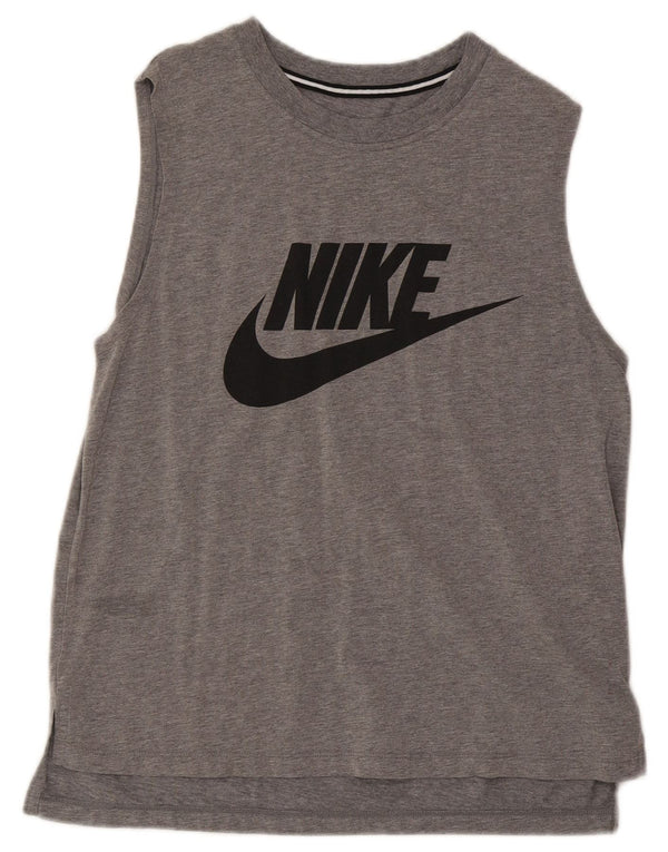 Colete gráfico Nike masculino Top cinza médio algodão manchado