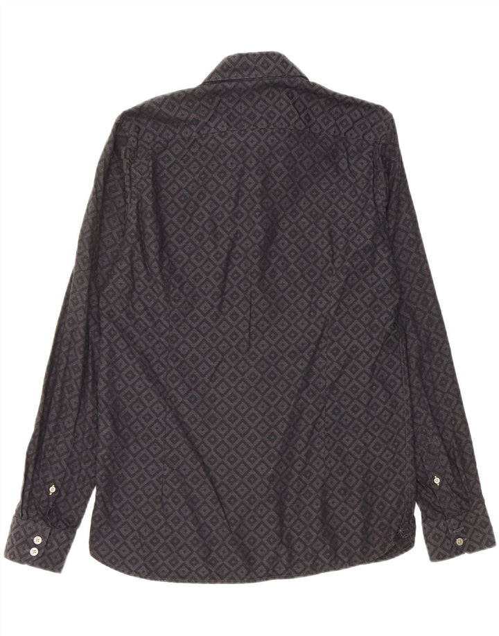 TED BAKER Mens Modern Fit Shirt Size 15 1/2 Medium Black Geometric Cotton