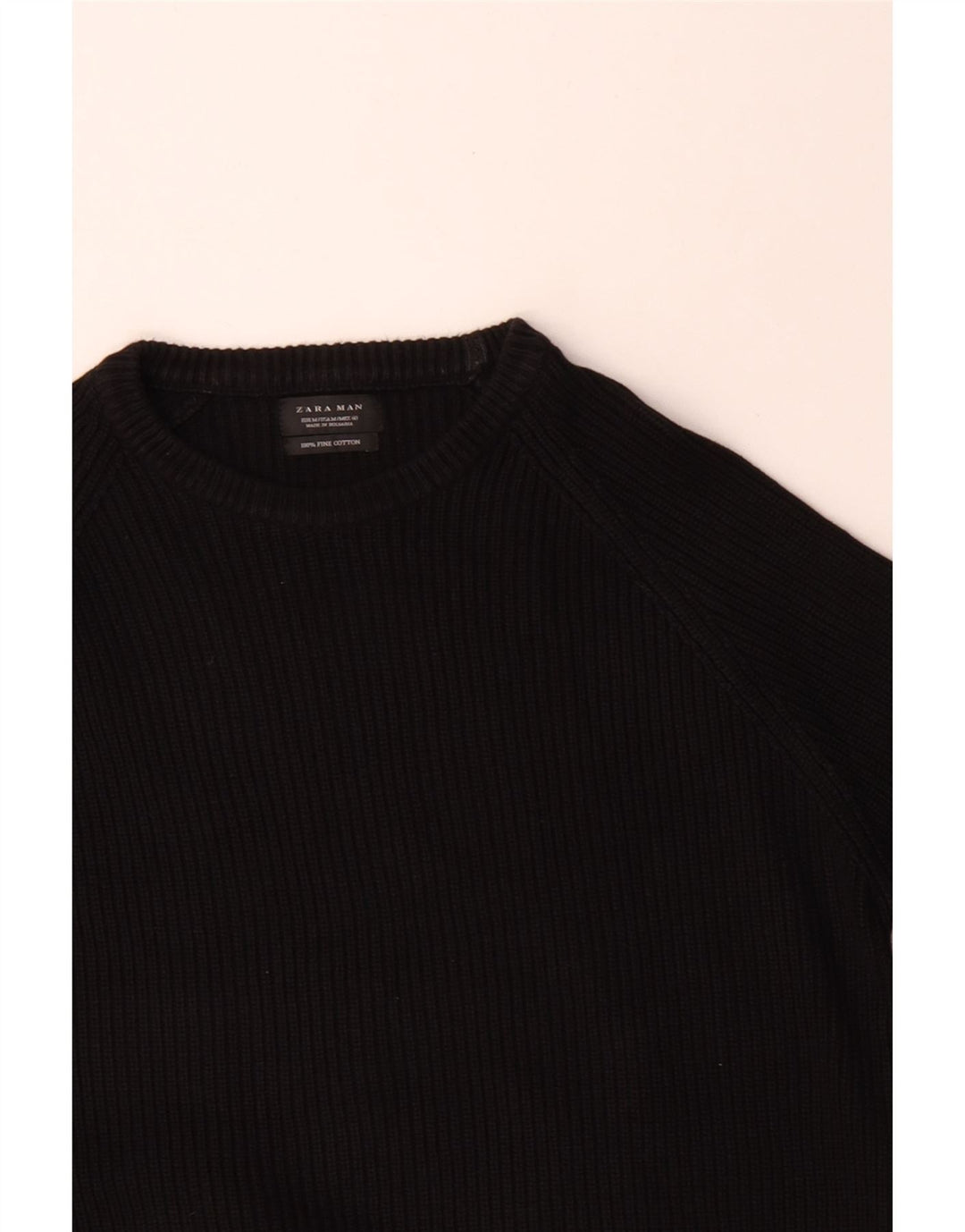 Zara Herre Boat Neck Jumper Sweater Medium Sort Bomuld