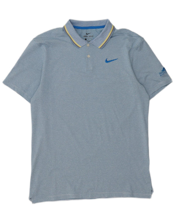 Мужская рубашка-поло Nike Dri Fit, полиэстер, маленькая синяя полоска