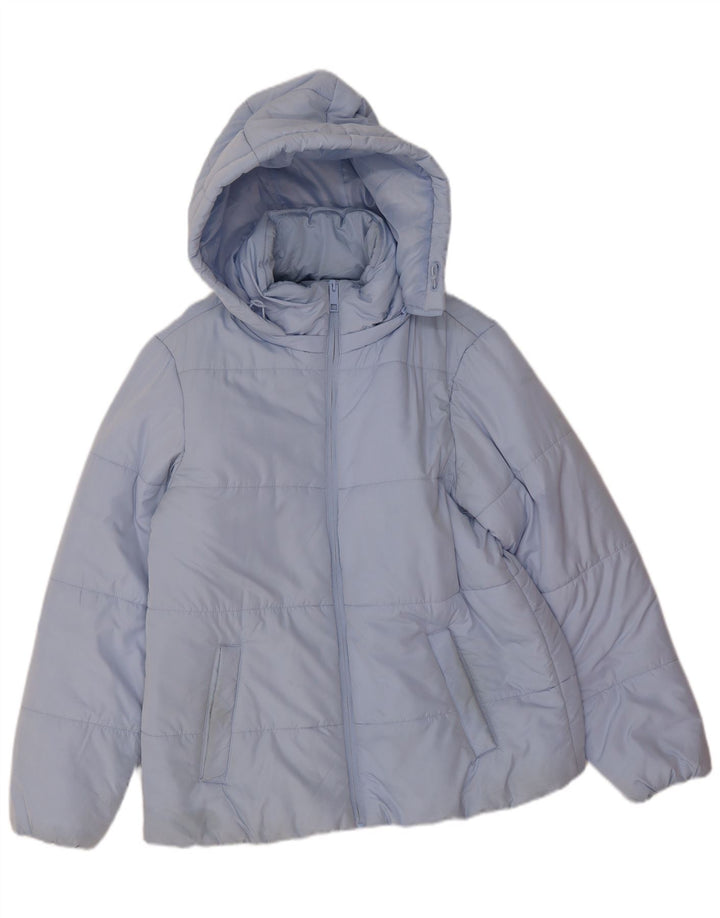 Marks & Spencer Veste matelassée à capuche pour femme UK 14 Large Bleu Polyester