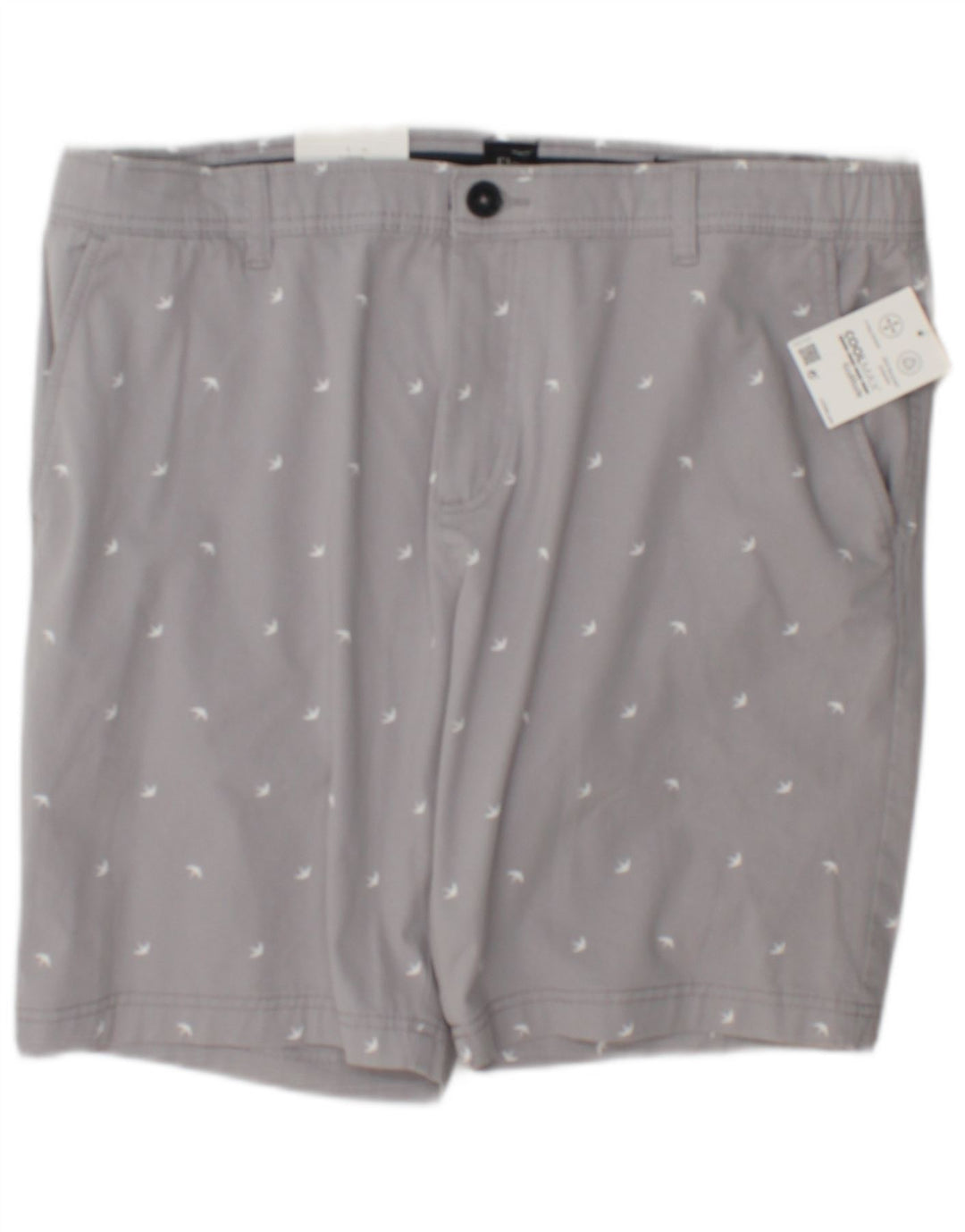 C & A Herre abstrakt mønster Slim Chino Shorts W38 XL Grå Bomuld