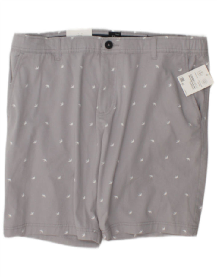 C & A Herre abstrakt mønster Slim Chino Shorts W38 XL Grå Bomuld