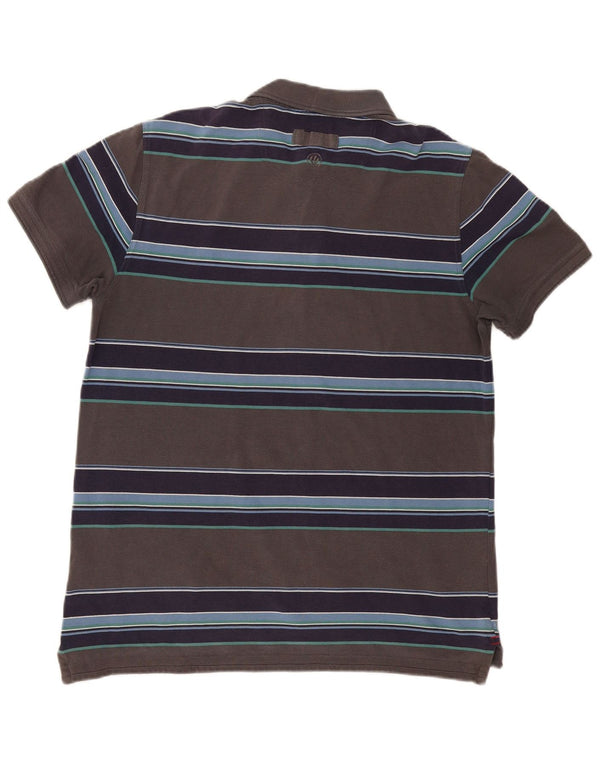 Polo da uomo Fat Face Large in cotone a righe grigie
