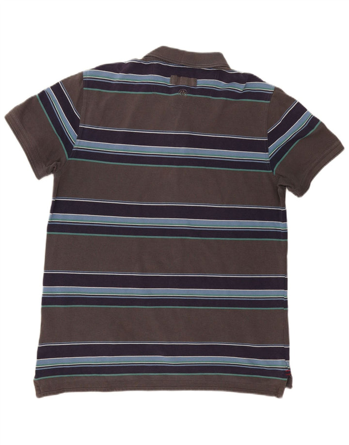 Fat Face Mens Polo Shirt Large Grey Striped Cotton