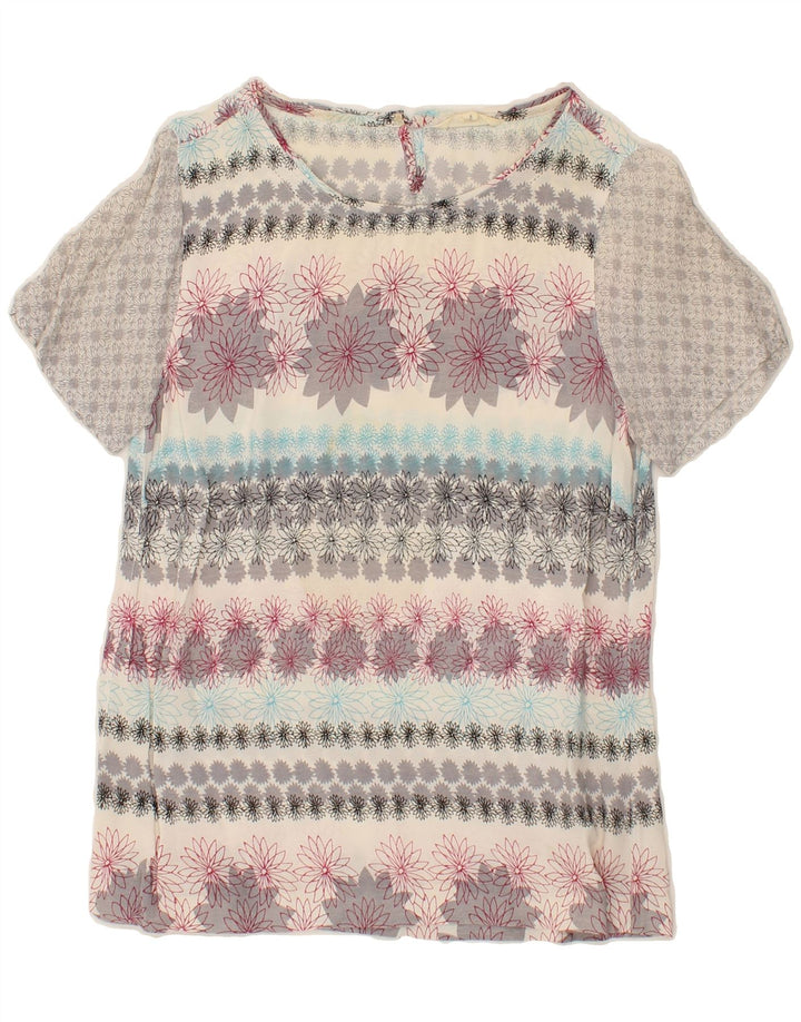 WHITE STUFF Womens Blouse Top UK 8 Small Grey Floral Vintage White Stuff and Second-Hand White Stuff from Messina Hembry 
