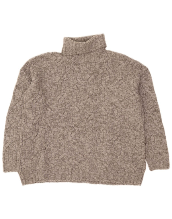 Marks & Spencer Womens Oversized Roll Neck Jumper Sweater UK 14 Medium Grey