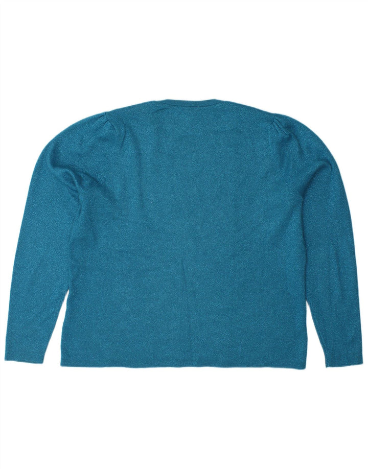 M&CO Womens Crew Neck Jumper Sweater UK 18 XL Blue Polyester