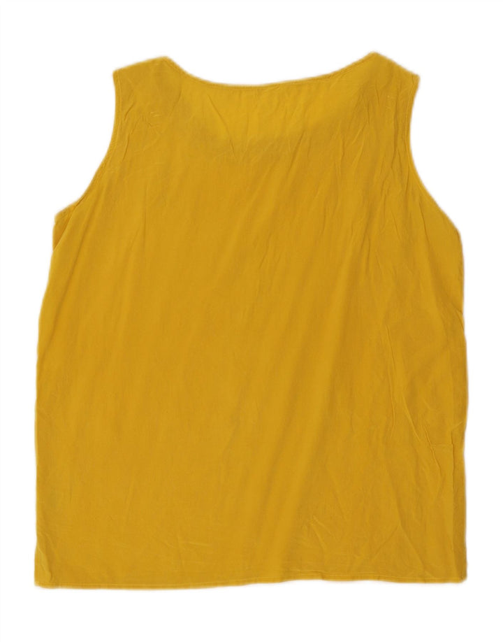 VINTAGE Womens Sleeveless Blouse Top UK 12 Medium Yellow Silk Vintage Vintage and Second-Hand Vintage from Messina Hembry 