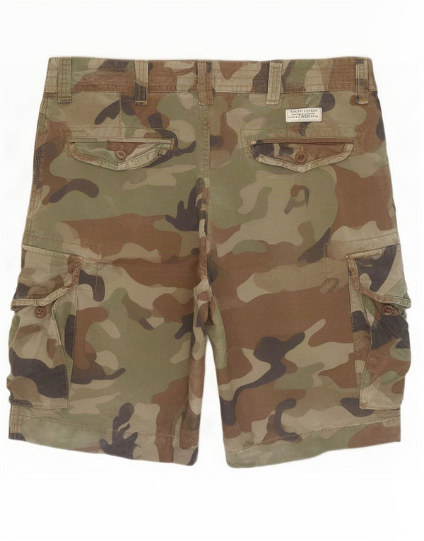 Polo Ralph Lauren Mens Cargo Shorts W34 Grande Algodão Camuflado Cáqui