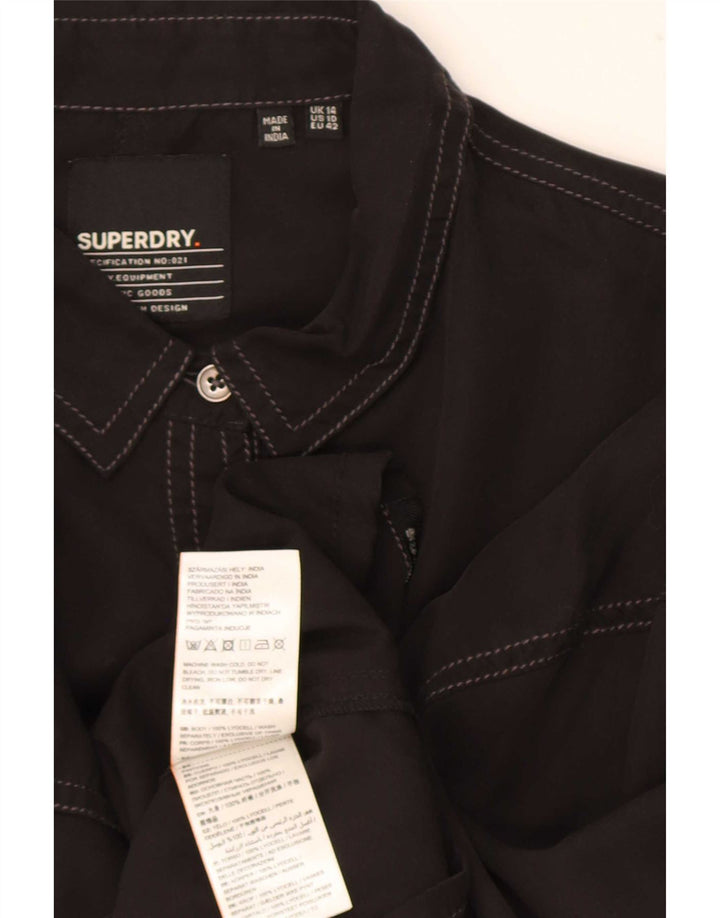 Camicia oversize da donna Superdry UK 14 Large Black Lyocell
