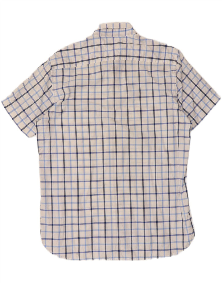 Tommy Hilfiger Mens Short Sleeve Shirt Large White Check Cotton