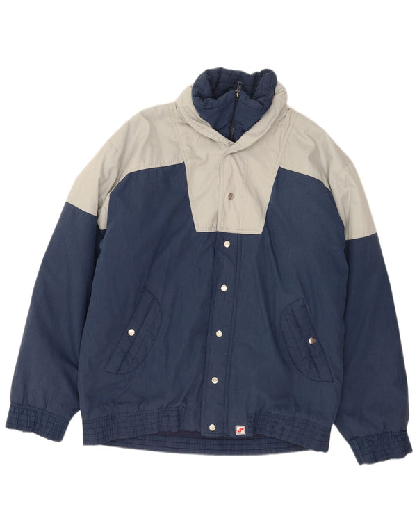 Męska kurtka wiatrówka z kapturem w stylu vintage UK 44 2XL Granatowy blok kolorów