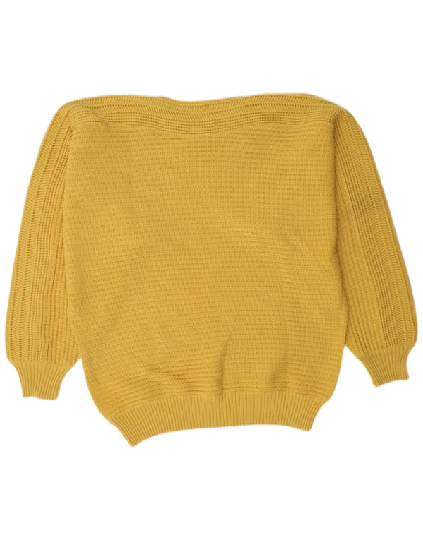 Carlo Colucci Mens Boat Neck Jumper Sweater IT 48 Medium Yellow New Wool