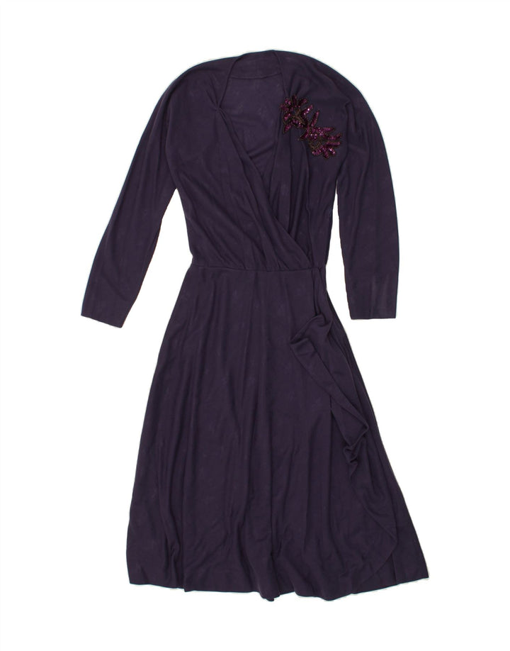 VINTAGE Womens Maxi A-Line Dress UK 8 Small Navy Blue Floral | Vintage Vintage | Thrift | Second-Hand Vintage | Used Clothing | Messina Hembry 