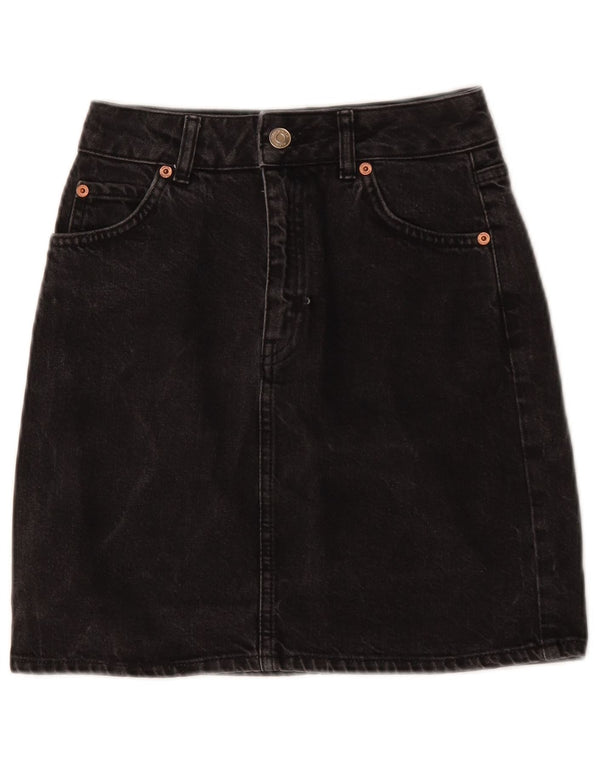 Topshop Damen Jeansrock UK 6 XS W24 Schwarz