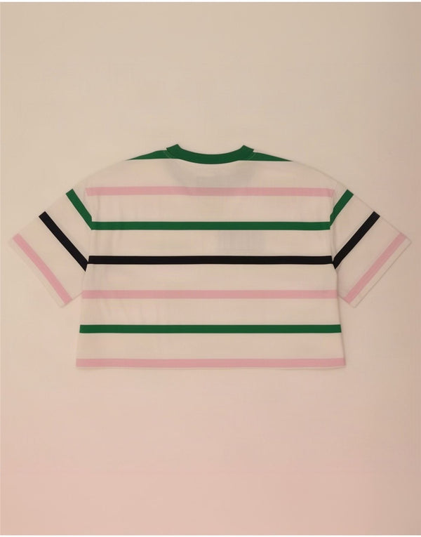 Tommy Hilfiger Damen Crop Graphic T-Shirt Top UK 18 XL Weiß gestreift