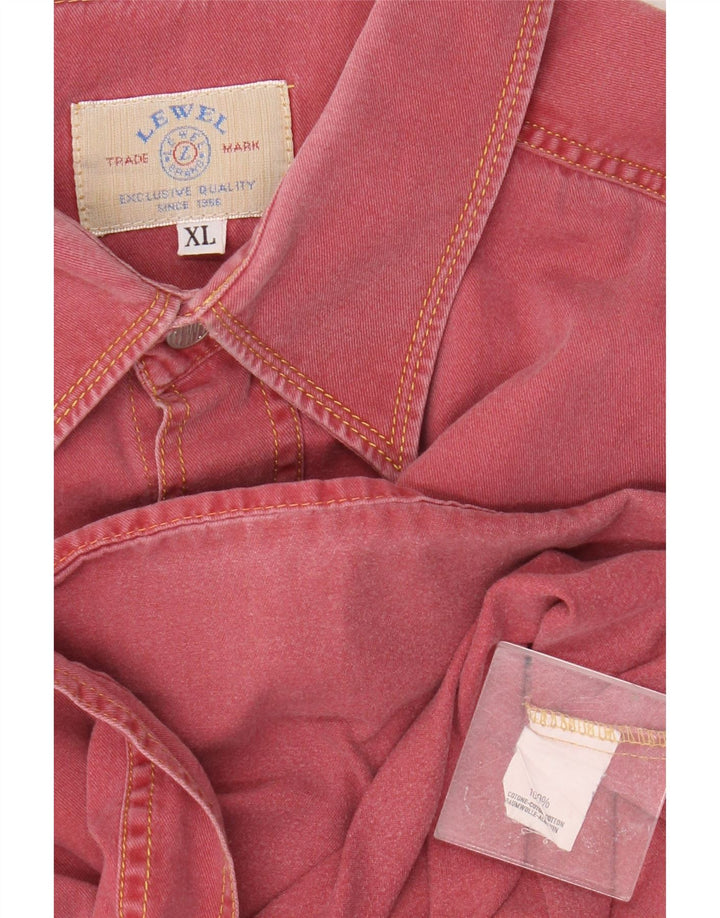 Vintage Mens Denim Shirt XL Pink Cotton