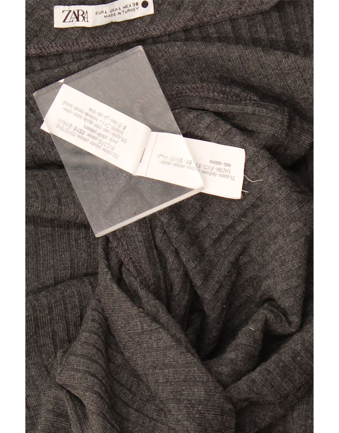Top monospalla da donna Zara UK 14 grande poliestere grigio