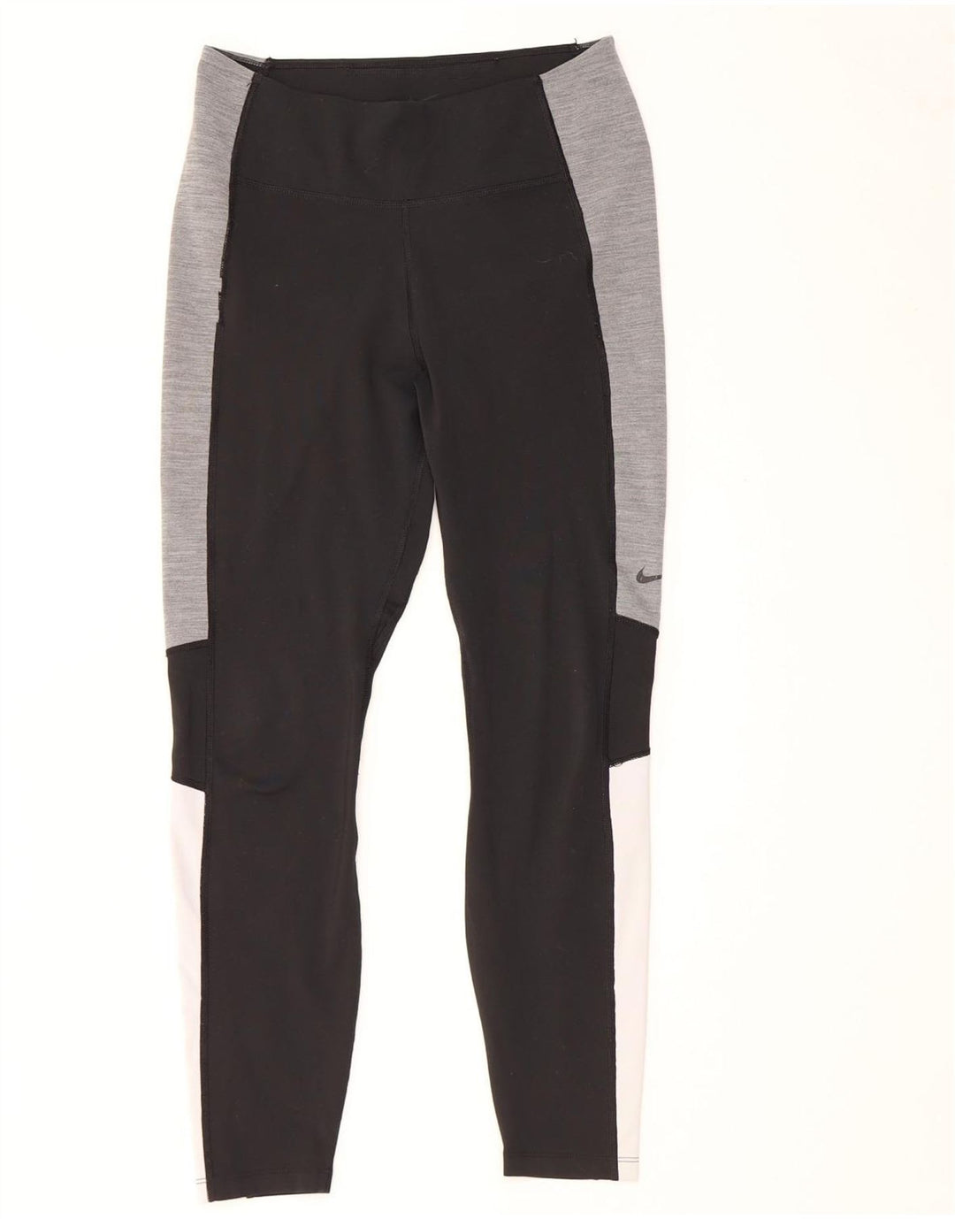 Nike Womens Dri Fit Leggings UK 12 Medium Black Colourblock Polyester