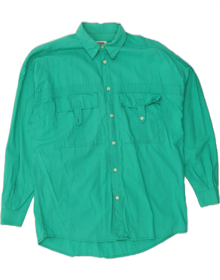 VINTAGE Mens Shirt Medium Turquoise Vintage Vintage and Second-Hand Vintage from Messina Hembry 