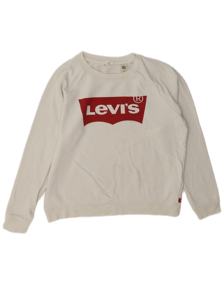 Levi's Womens Graphic Oversized Sweatshirt Jumper UK 10 Small White Cotton
