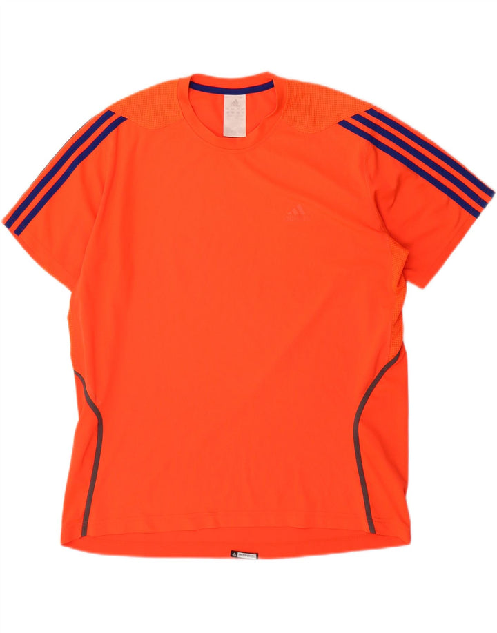 ADIDAS Mens T-Shirt Top Large Orange Polyester