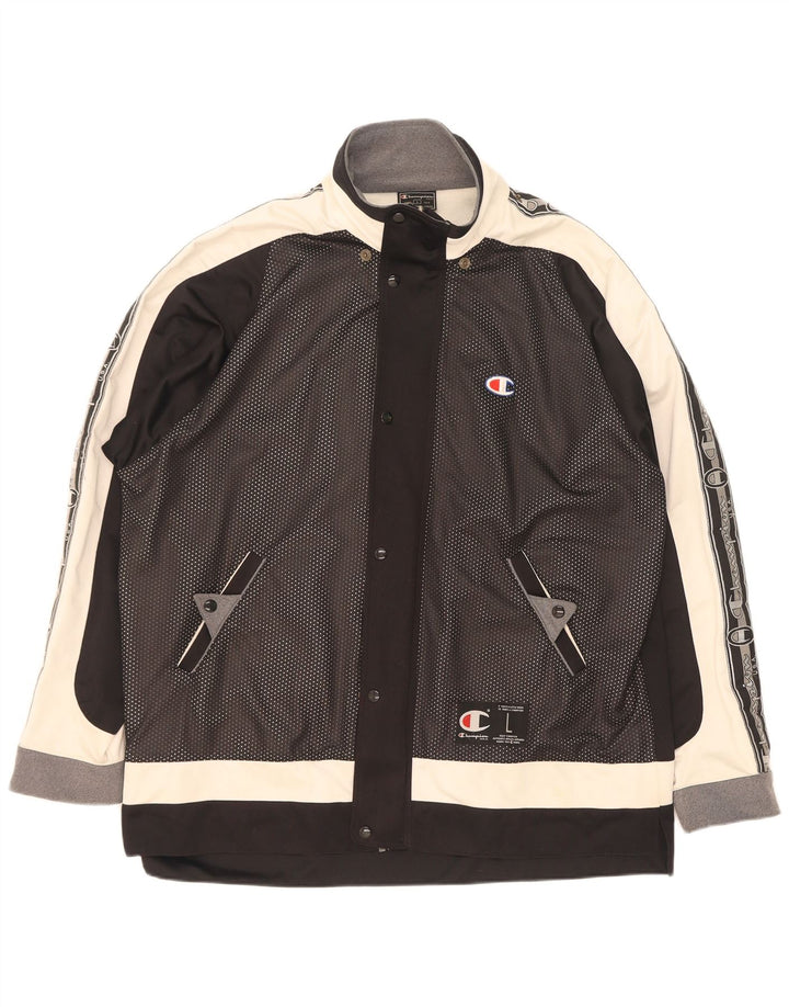 Champion Mens Graphic Tracksuit Top Jacket Large Black Colourblock