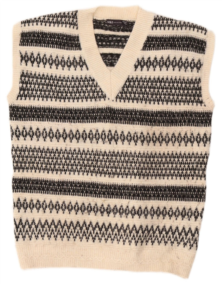 Marks & Spencer Herrevest Tank Top Medium Off White Geometrisk akryl