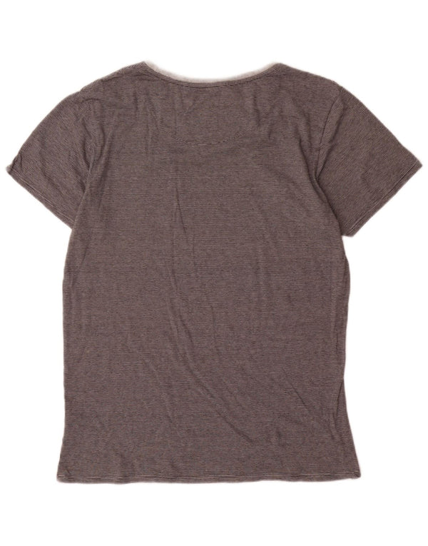 Billabong Mens Custom Fit T-Shirt Top Medium Grey Pinstripe Cotton