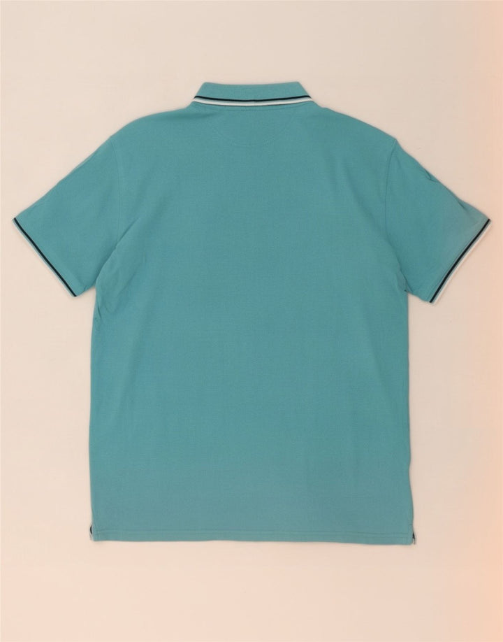 Polo da uomo Champion in cotone a righe blu medio