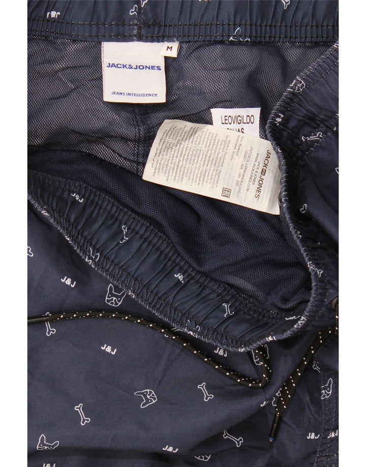 JACK & JONES Herren-Badeshorts mit Grafik, mittelgroß, marineblau, Polyester