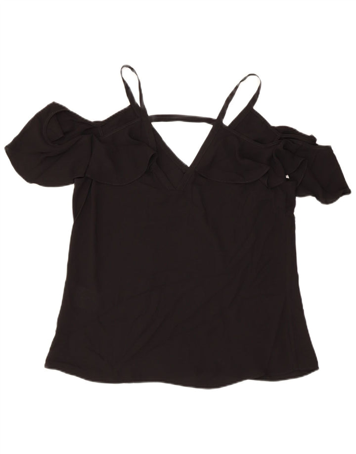 BCBGMAXAZRIA Womens Off Shoulder Top UK 2 2XS Black Polyester