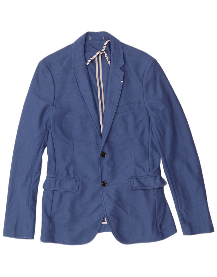 ZARA Mens 2 Button Blazer Jacket EU 50 Medium Blue Polyester