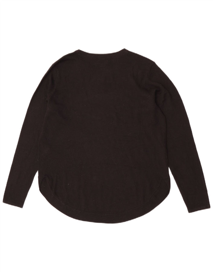 Fat Face Womens Boat Neck Jumper Sweater UK 12 Medium Black Polyester