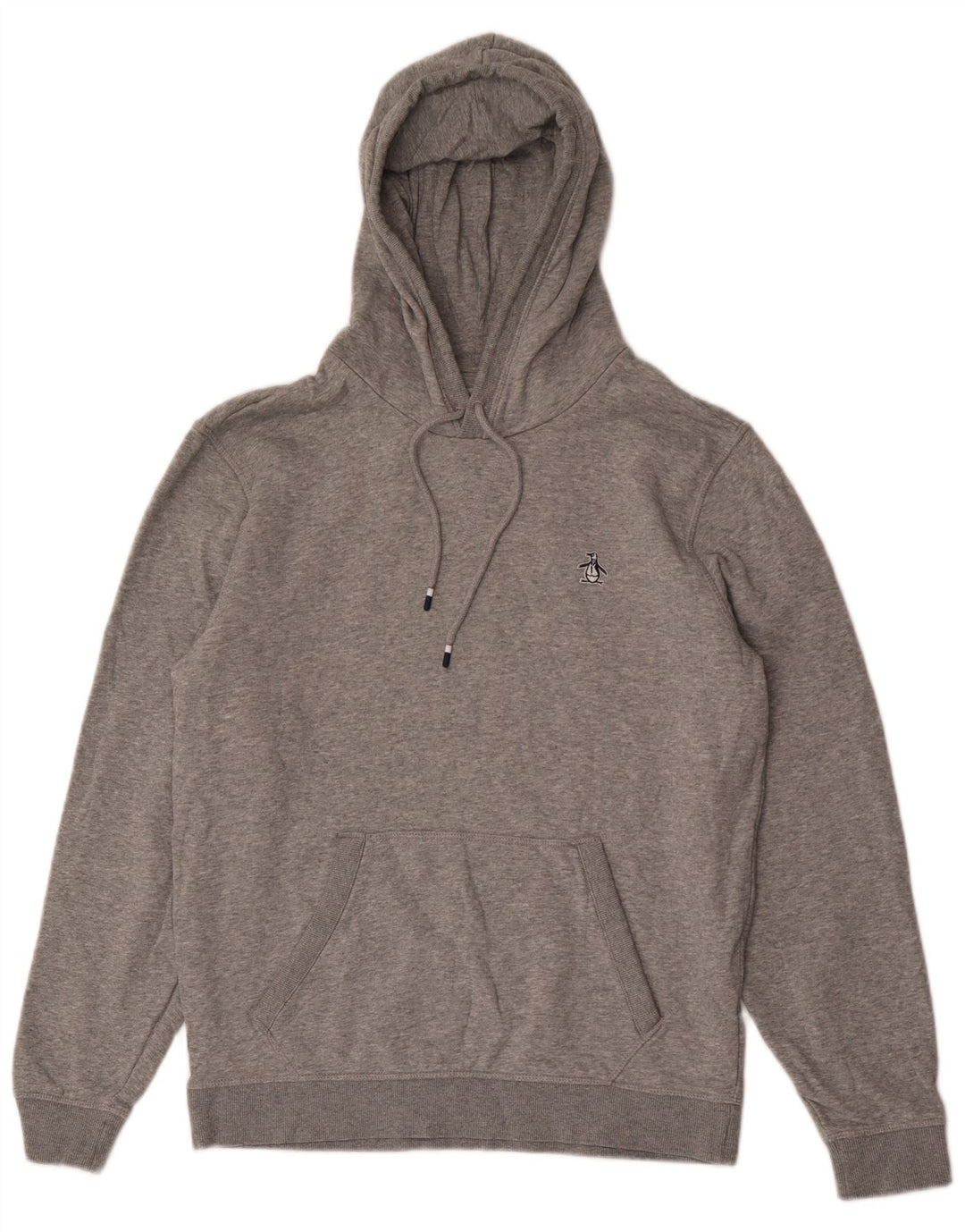 Penguin Mens Hoodie Jumper Medium Grey Cotton