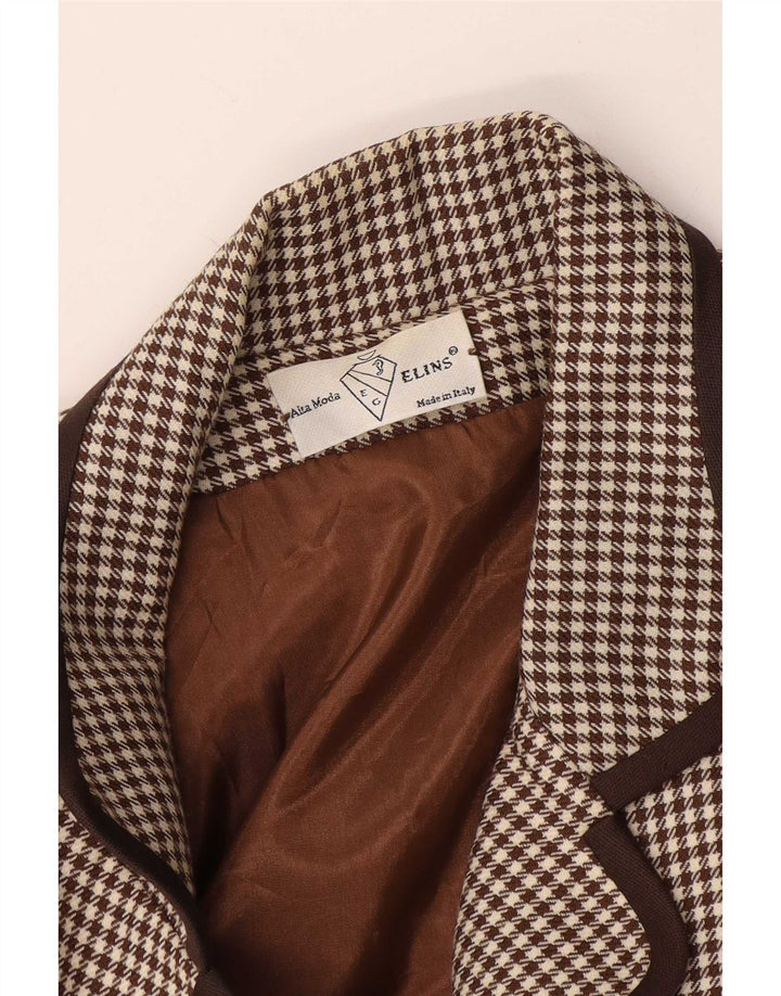 Alta Moda Womens Double Breasted Coat UK 8 Small Brown Houndstooth