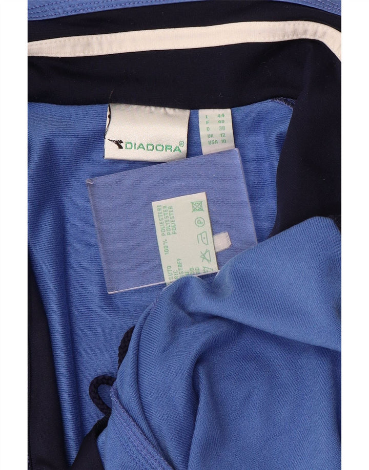 DIADORA Womens Tracksuit Top Jacket UK 12 Medium Blue Colourblock