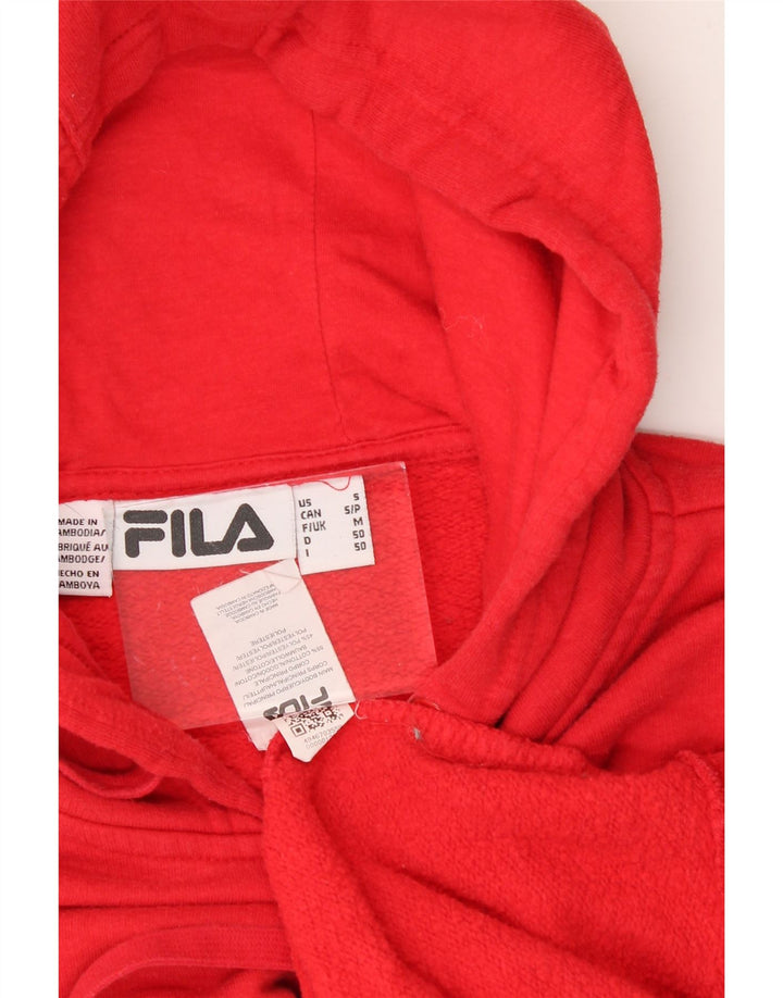 FILA Mens Graphic Hoodie Jumper Medium Red Cotton Vintage Fila and Second-Hand Fila from Messina Hembry 