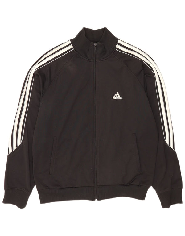 Adidas Mens Tracksuit Top Jacket UK 44/46 Large Black Polyester