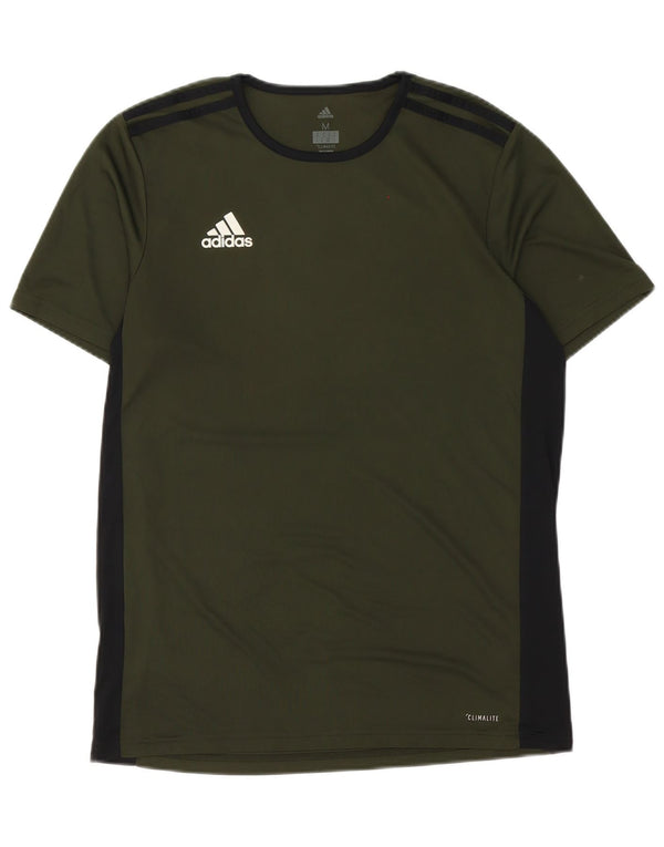 Adidas Herre Climalite T-Shirt Top Medium Grøn Colourblock Polyester